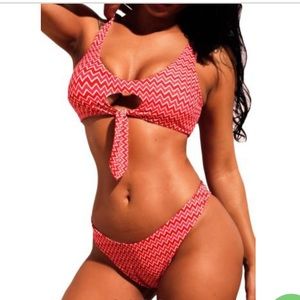 NWOT Chevron Striped Two Piece Bathing Suit